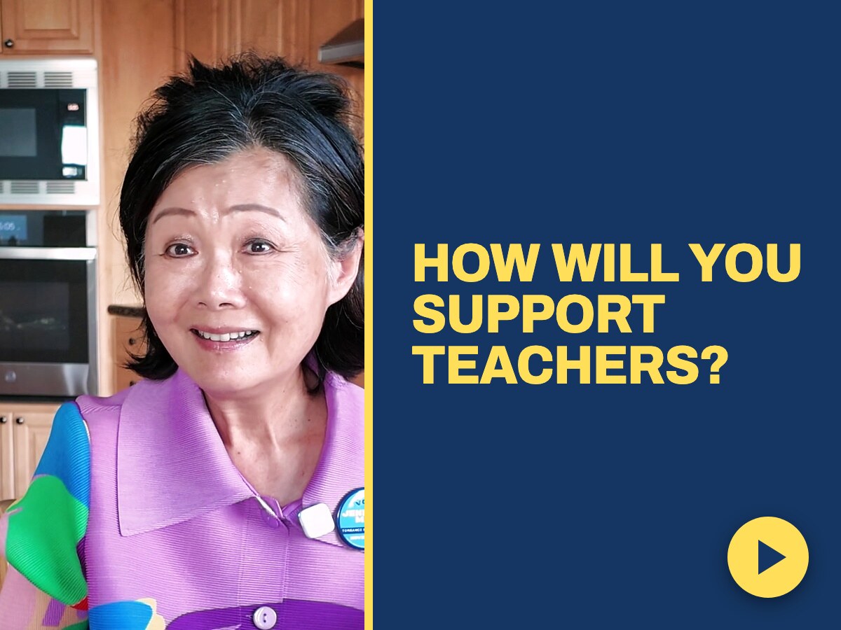 Jennifer Mak at her kitchen table answering how she will support teachers