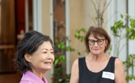 Jennifer Mak (left) with Mary Ring at the meet and greet Mary hosted in her home