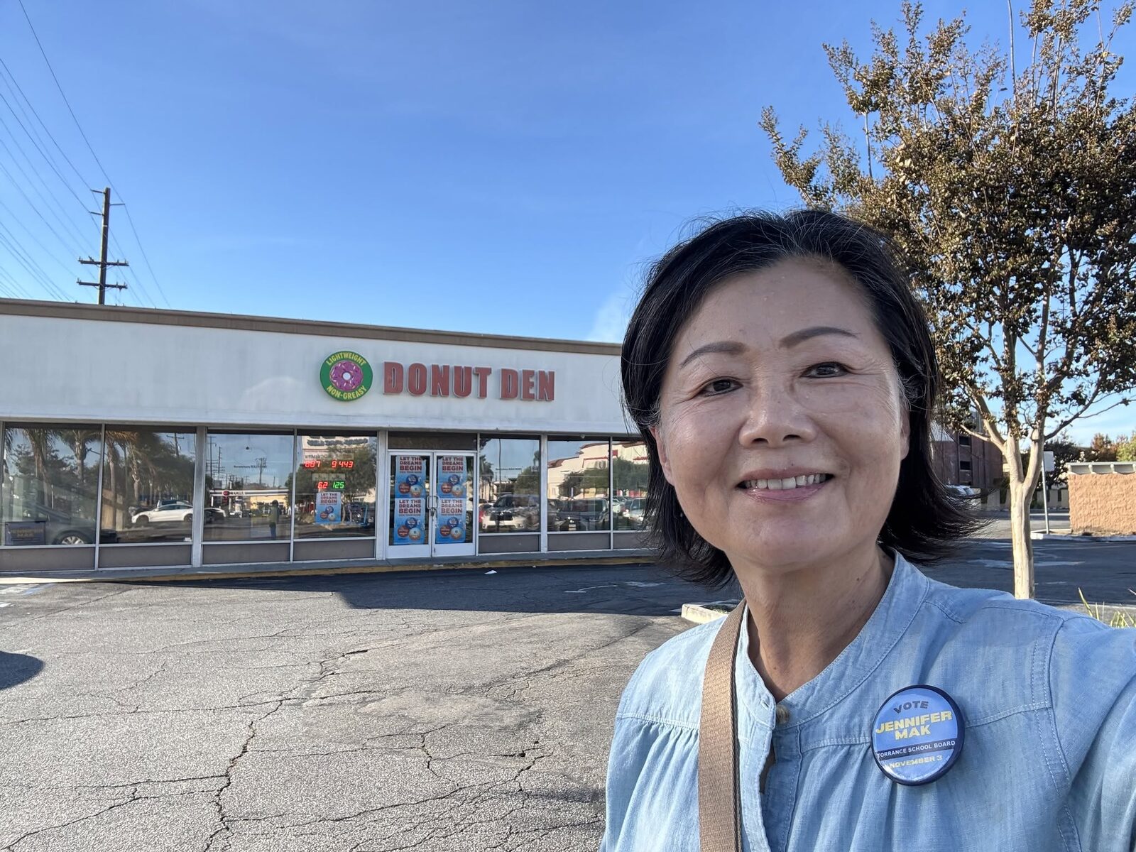Jennifer Mak outside Donut Den