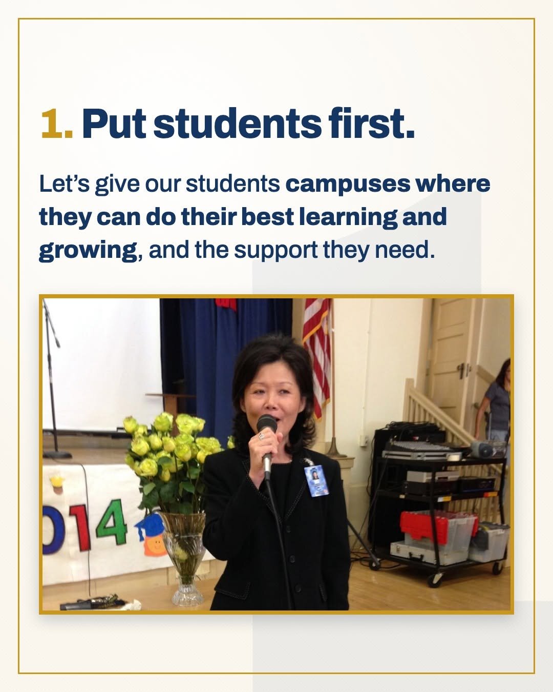 1. Put students first: campuses where they can do their best learning and growing, and the support they need