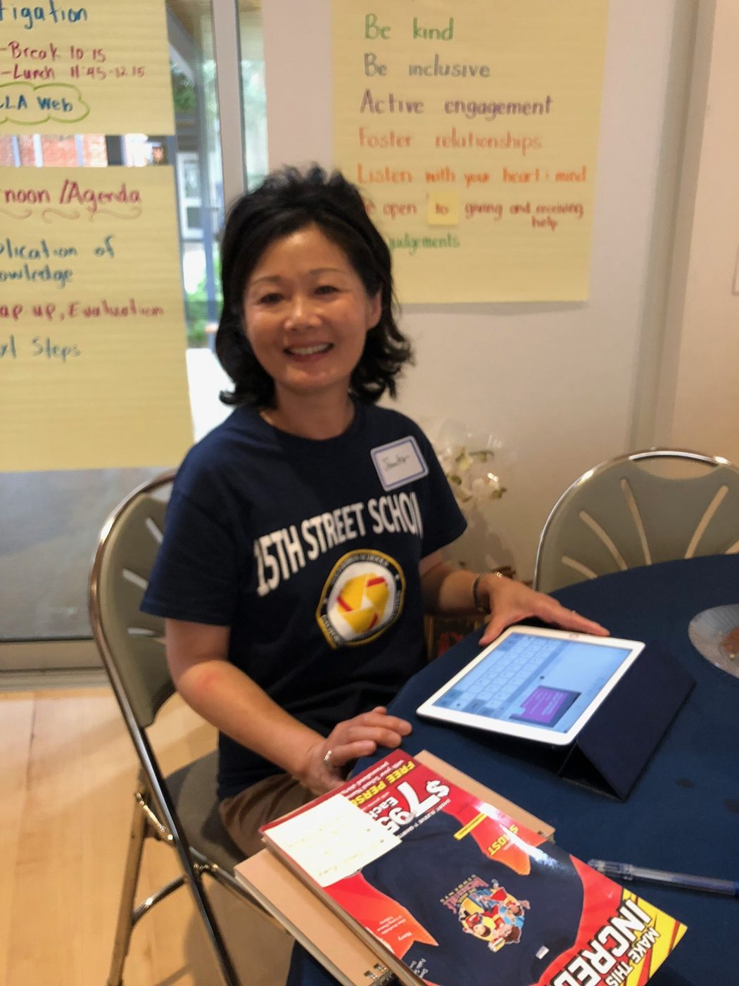 Jennifer in a 15th Street School shirt