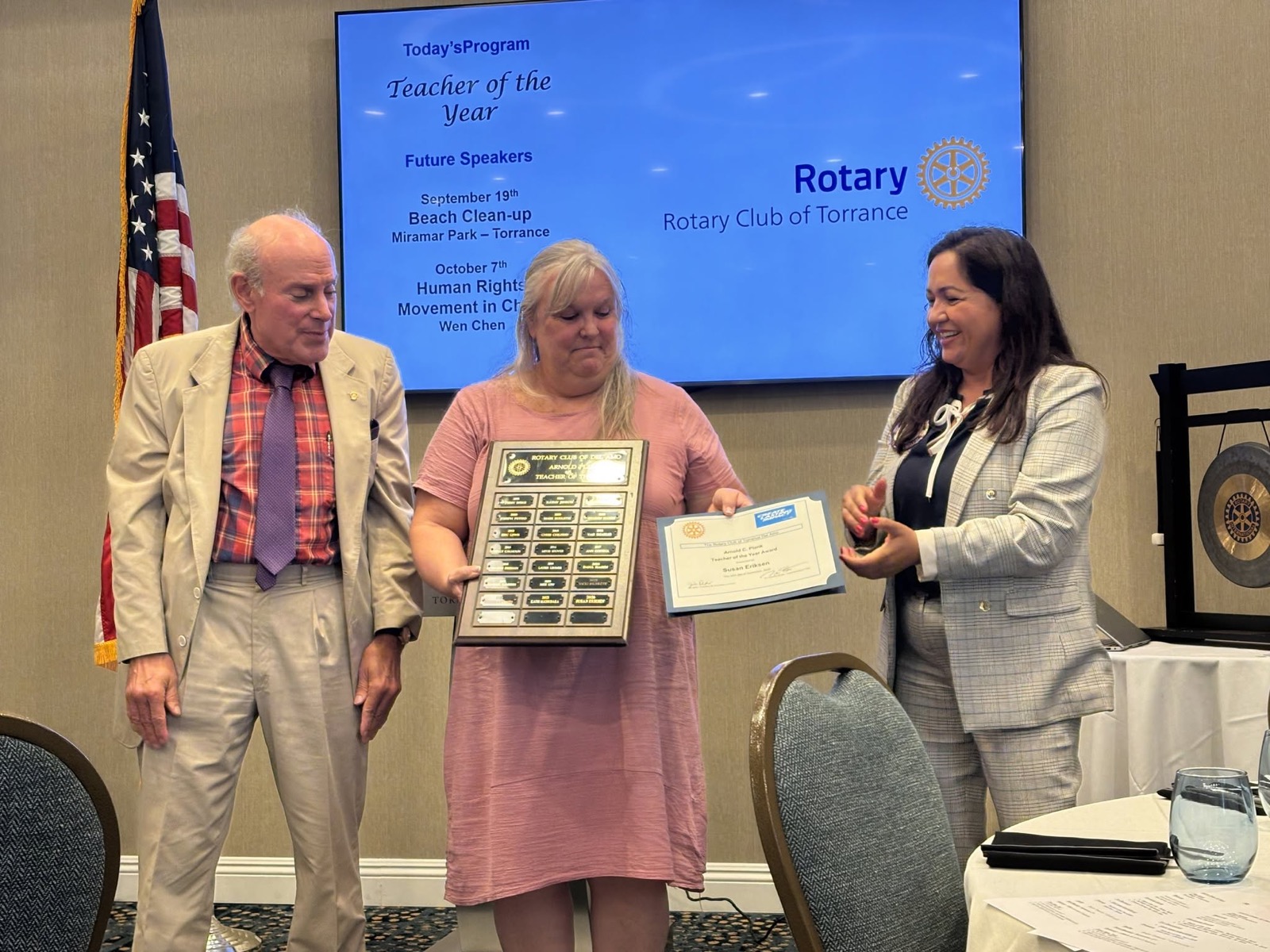 Teacher of the Year at the Rotary Club of Torrance
