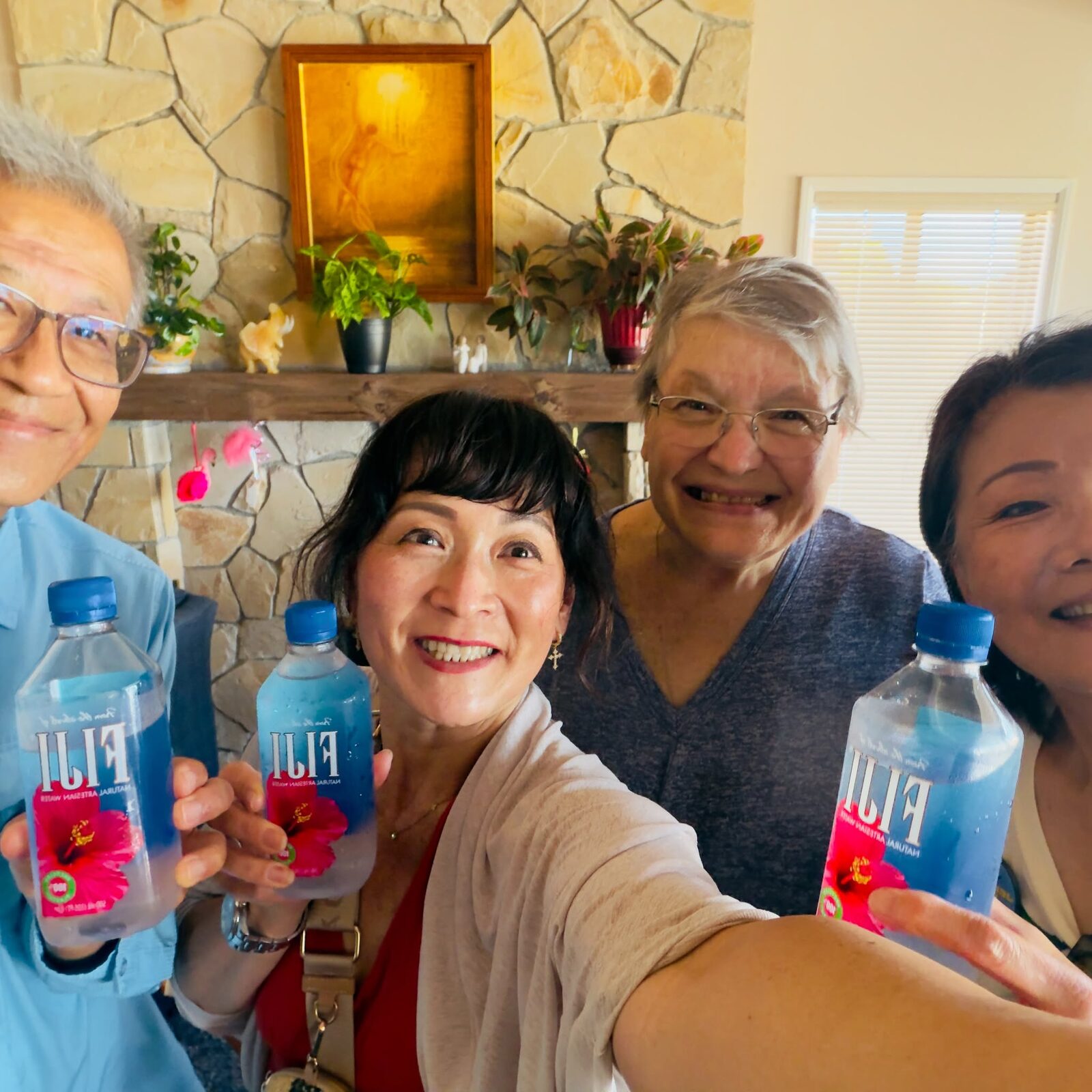 Neighbors welcoming the canvassers inside with water