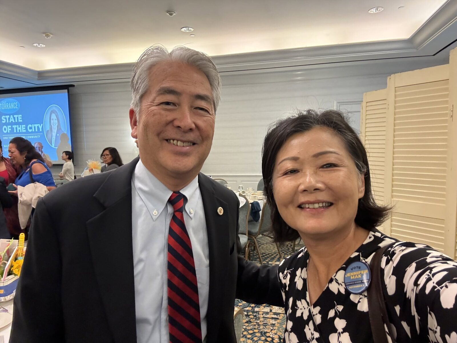 Jennifer Mak with Assemblymember Al Muratsuchi at the State of the City Address