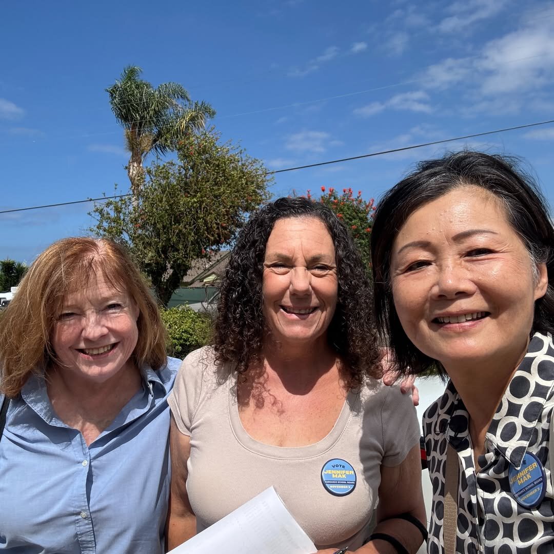Jennifer Mak (right) with Area D neighbors, including Maureen Dearden