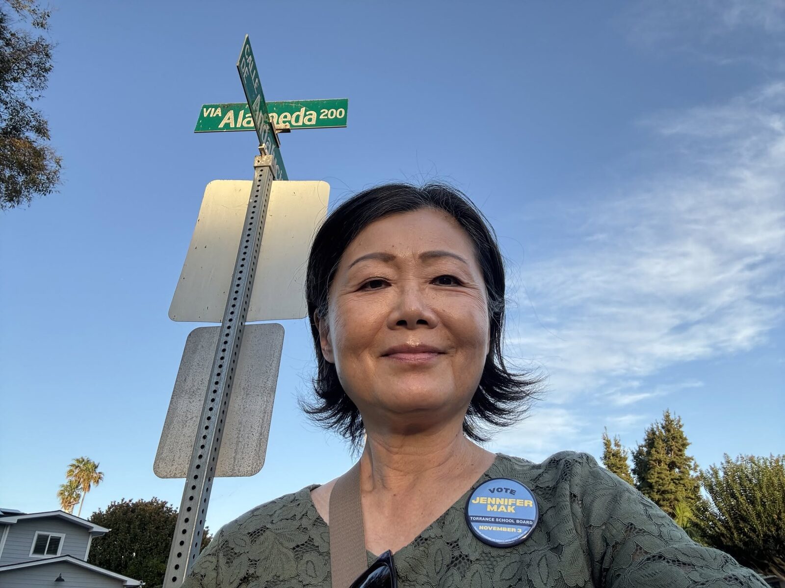 Jennifer Mak canvassing at Via Alameda